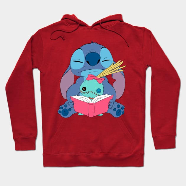 Stitch read a book Hoodie by Nykos